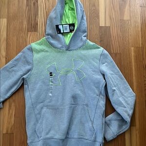NWT new Under Armour Gray and Neon Hoodie. Original tags brand new. YGL/L